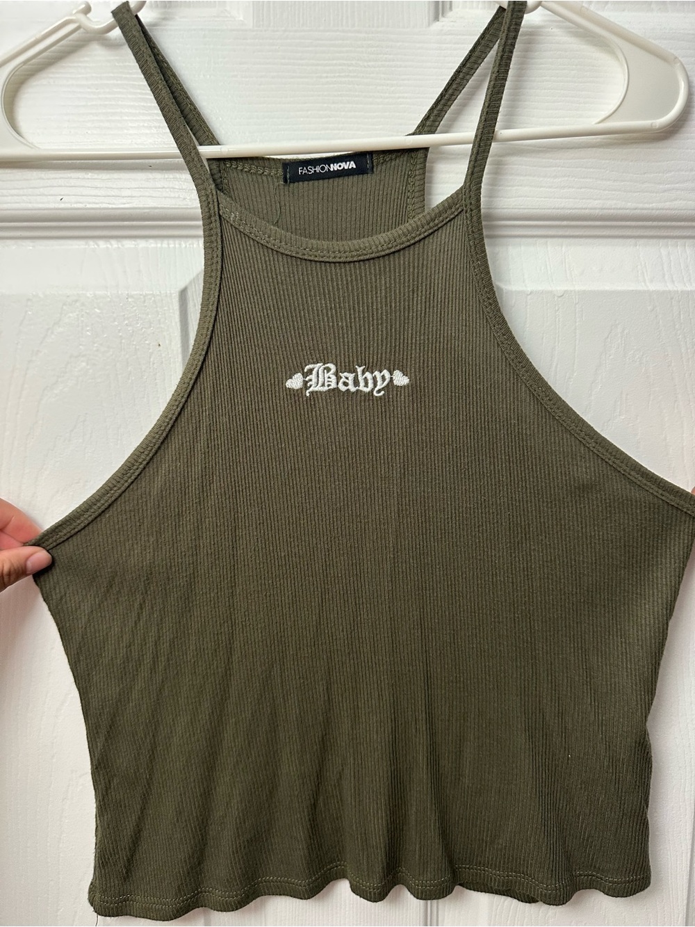 Fashion Nova Olive 'Baby' Ribbed Tank Top